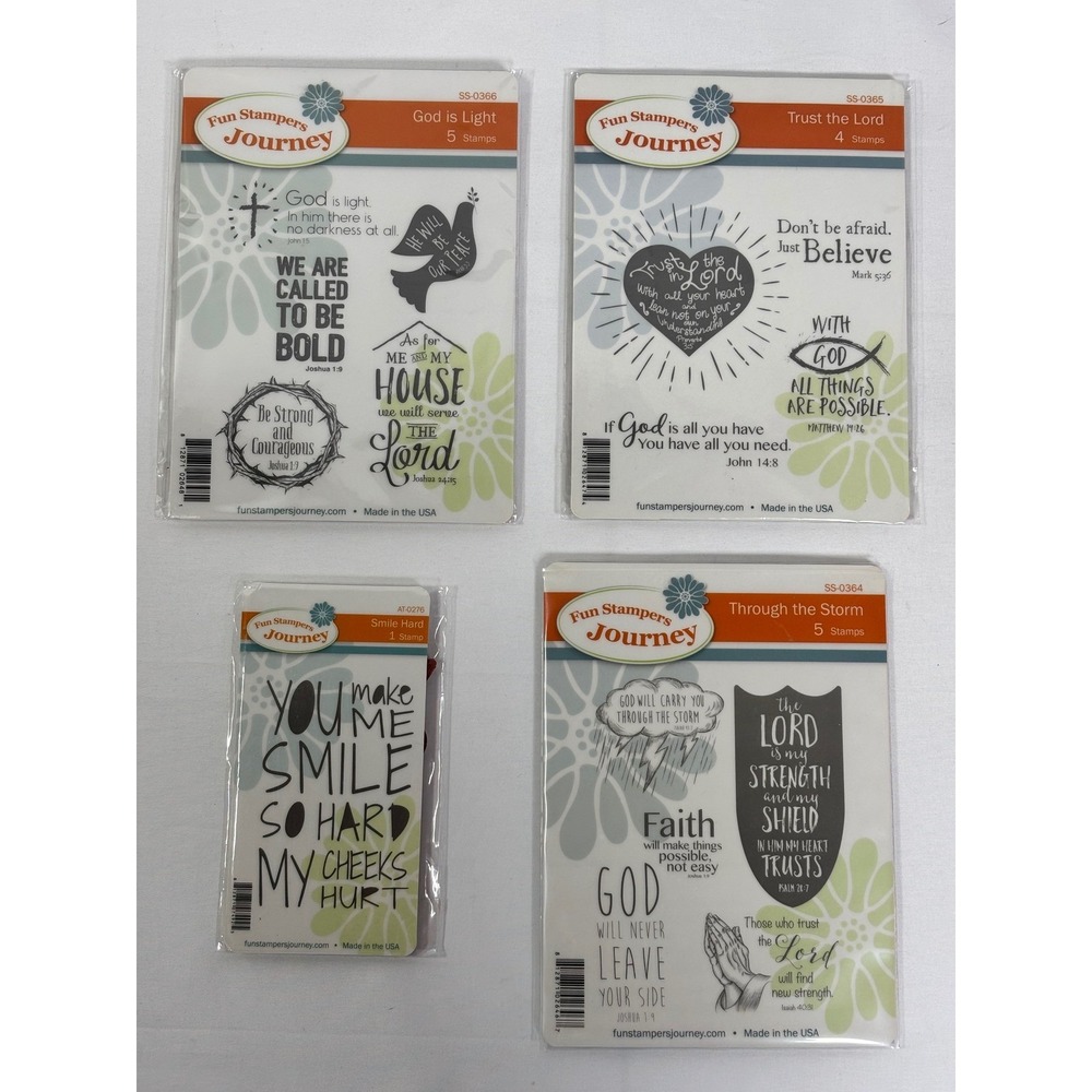 Fun Stampers Journey Religious Cling Rubber Stamp Bundle 4 Sets SS-0366 SS-0365
